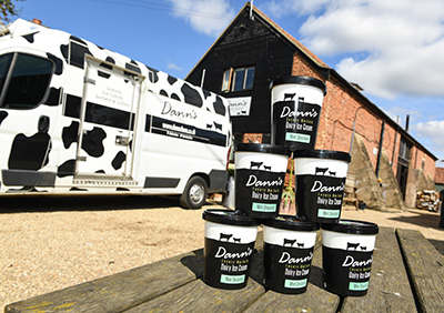 A close up of Dann's ice cream